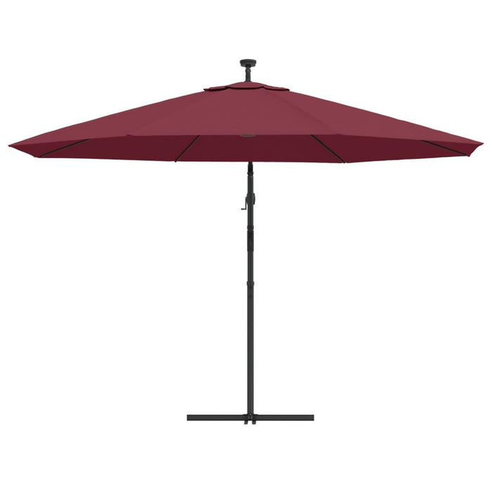 Cantilever Umbrella with LED Lights in Bordeaux Red 350cm - Little and Giant Explorers vidaXL