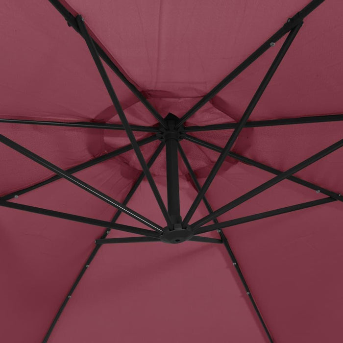 Cantilever Umbrella with LED Lights in Bordeaux Red 350cm - Little and Giant Explorers vidaXL