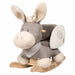 Gray and beige donkey-shaped rocking toy on a white background
