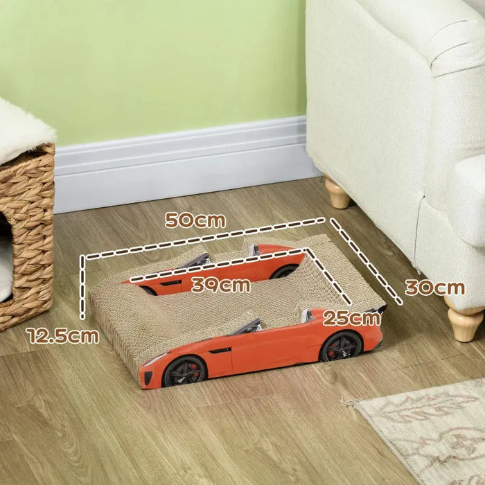 Car-Shaped Cat Scratcher Bed with Catnip | Corrugated Cardboard Design - Fun and Functional PAWHUT - Little and Giant Explorers PawHut