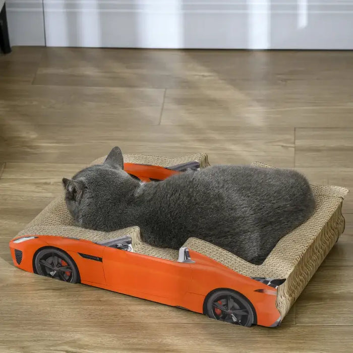Car-Shaped Cat Scratcher Bed with Catnip | Corrugated Cardboard Design - Fun and Functional PAWHUT - Little and Giant Explorers PawHut