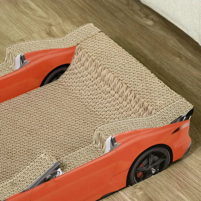 Car-Shaped Cat Scratcher Bed with Catnip | Corrugated Cardboard Design - Fun and Functional PAWHUT - Little and Giant Explorers PawHut