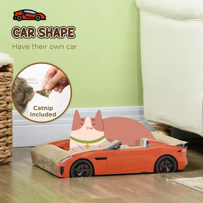 Car-Shaped Cat Scratcher Bed with Catnip | Corrugated Cardboard Design - Fun and Functional PAWHUT - Little and Giant Explorers PawHut