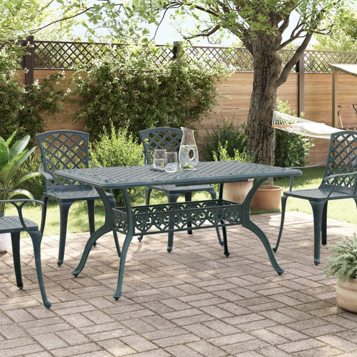 Cast Aluminium Garden Table in Green (150 x 90 x 72cm) - Little and Giant Explorers vidaXL