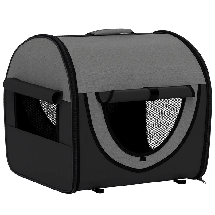 Folding Fabric Soft Pet Crate in Black - Little and Giant Explorers PawHut