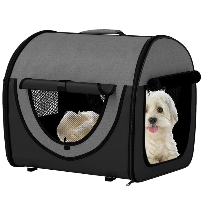 Folding Fabric Soft Pet Crate in Black - Little and Giant Explorers PawHut