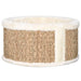 Beige seagrass round cat basket bed with plush trim and scratch-resistant design