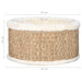 Round seagrass cat basket bed with plush white trim and scratch-resistant design, 36x35x18 cm
