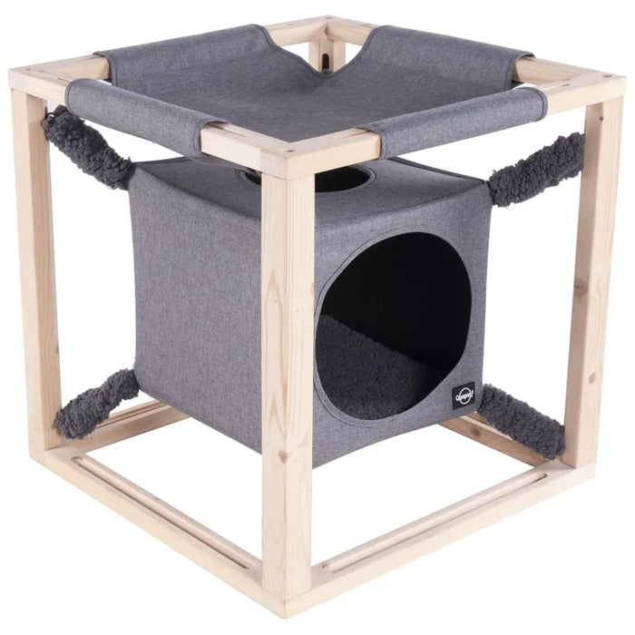 Cat Bed with Hammock 'Catcube' in Grey (54 x 54 x 54cm) - Little and Giant Explorers Quapas!