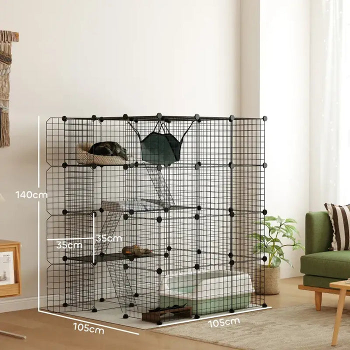 Cat Cage – Four-Tier Customisable Indoor Catio | 1.1m² Play Space - Hammock and Ramps PAWHUT - Little and Giant Explorers PawHut