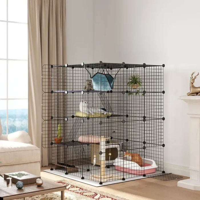 Cat Cage – Four-Tier Customisable Indoor Catio | 1.1m² Play Space - Hammock and Ramps PAWHUT - Little and Giant Explorers PawHut