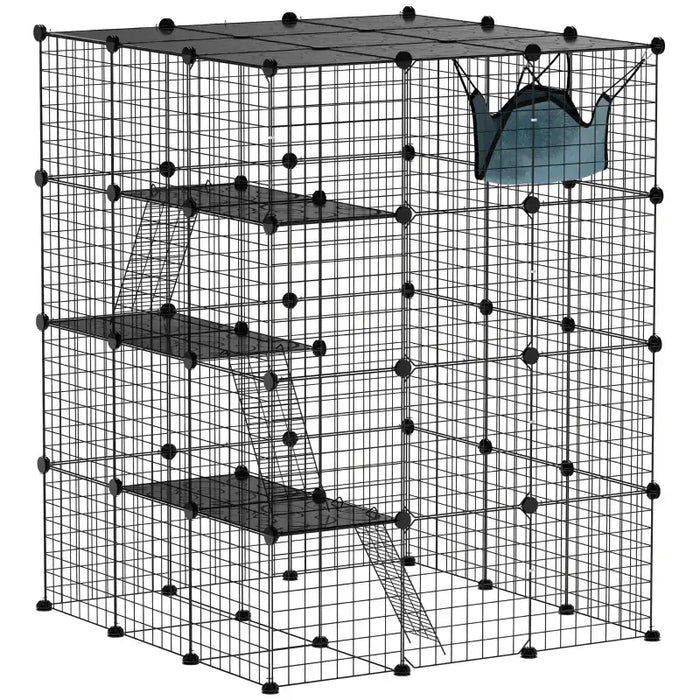 Cat Cage – Four-Tier Customisable Indoor Catio | 1.1m² Play Space - Hammock and Ramps PAWHUT - Little and Giant Explorers PawHut