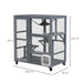 Cat Cage Outdoor Enclosure on Wheels in Grey - Little and Giant Explorers PawHut