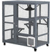 Cat Cage Outdoor Enclosure on Wheels in Grey - Little and Giant Explorers PawHut