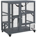 Cat Cage Outdoor Enclosure on Wheels in Grey - Little and Giant Explorers PawHut