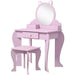 Cat Design Kids Dressing Table with Mirror and Stool - Little and Giant Explorers ZONEKIZ