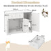 White hidden cat washroom side cabinet with detailed product dimensions and max litter box size