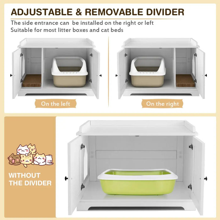Cat Litter Box Enclosure – White | 4-in-1 Multi-Use Cat Furniture - Hidden Litter Cabinet COSTWAY - Little and Giant Explorers Costway