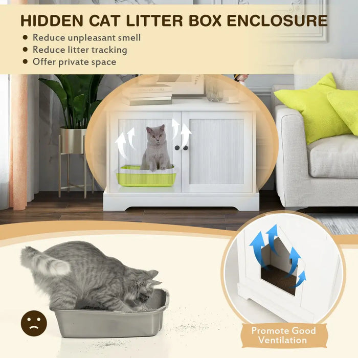 Cat Litter Box Enclosure – White | 4-in-1 Multi-Use Cat Furniture - Hidden Litter Cabinet COSTWAY - Little and Giant Explorers Costway