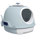 Cat Litter Box Toilet with Litter Scoop Enclosed Drawer in Blue - Little and Giant Explorers PawHut