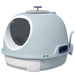 Cat Litter Box Toilet with Litter Scoop Enclosed Drawer in Blue - Little and Giant Explorers PawHut