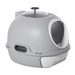 Cat Litter Box Toilet with Litter Scoop Enclosed Drawer in Grey - Little and Giant Explorers PawHut