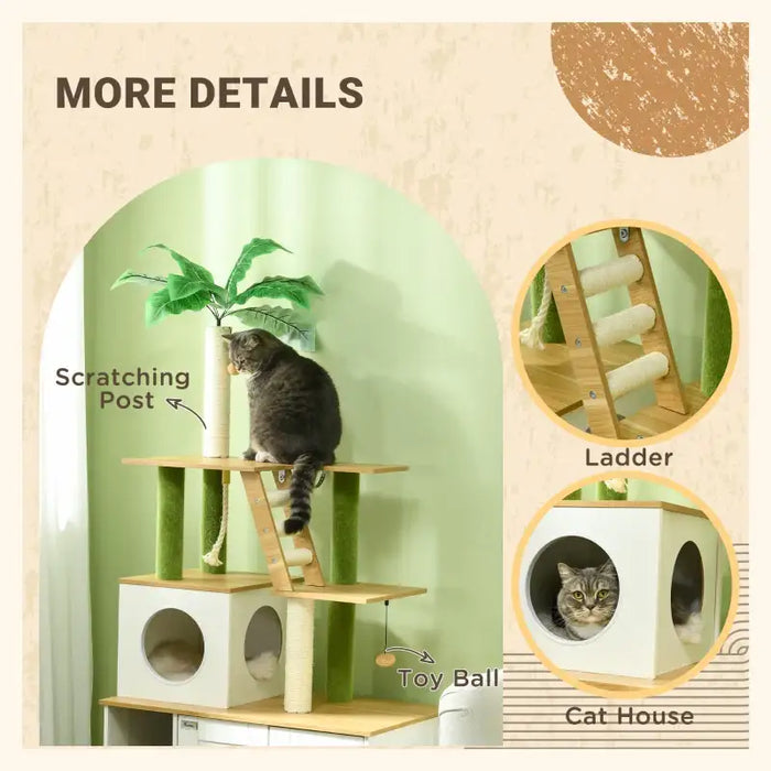 Cat Litter Box with Cat Tree – White | Multifunctional Enclosure with Scratching Posts PAWHUT - Little and Giant Explorers PawHut
