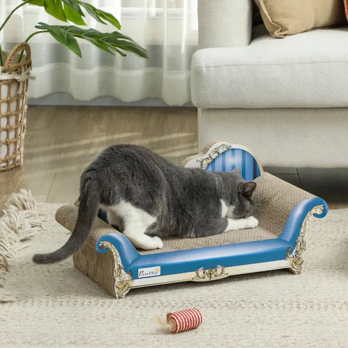 Cat Scratcher Sofa Bed with Catnip | Corrugated Paper Design - Furniture Protection PAWHUT - Little and Giant Explorers PawHut