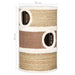 Large seagrass cat scratching barrel with three condos, 60cm tall, 36cm wide