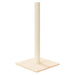 Cream cat scratching post with natural sisal and plush base on white background