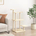 Cream multi-level cat scratching post with sisal posts in modern living room