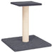 Dark grey compact cat scratching post with sisal column and platform on white background