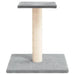 Light grey plush and sisal compact cat scratching post with platform design