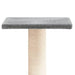 Light grey plush cat scratching post with sisal-wrapped pole and flat platform top.