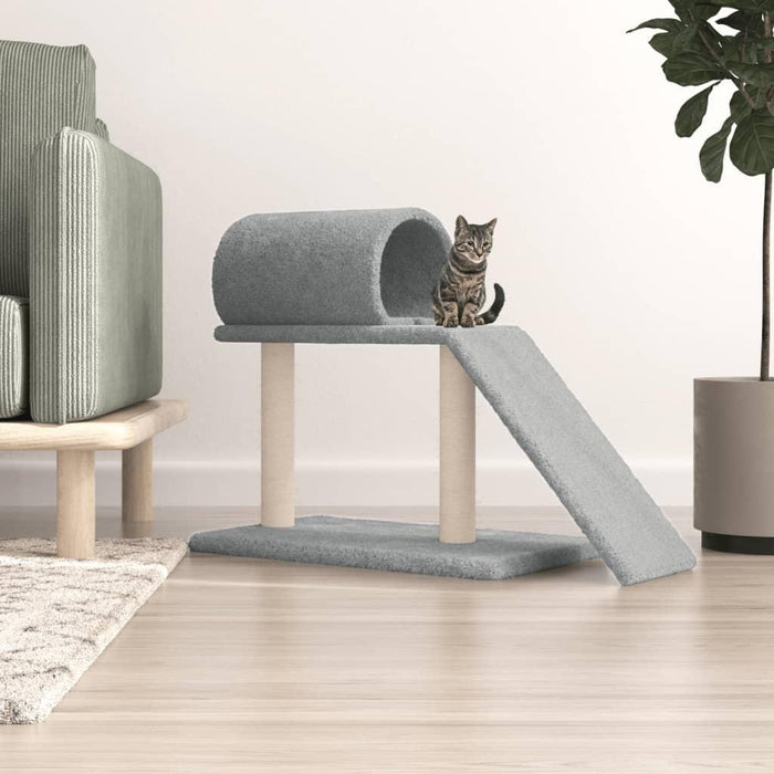 Cat Scratching Posts with Tunnel and Ladder in Light Grey - Little and Giant Explorers vidaXL