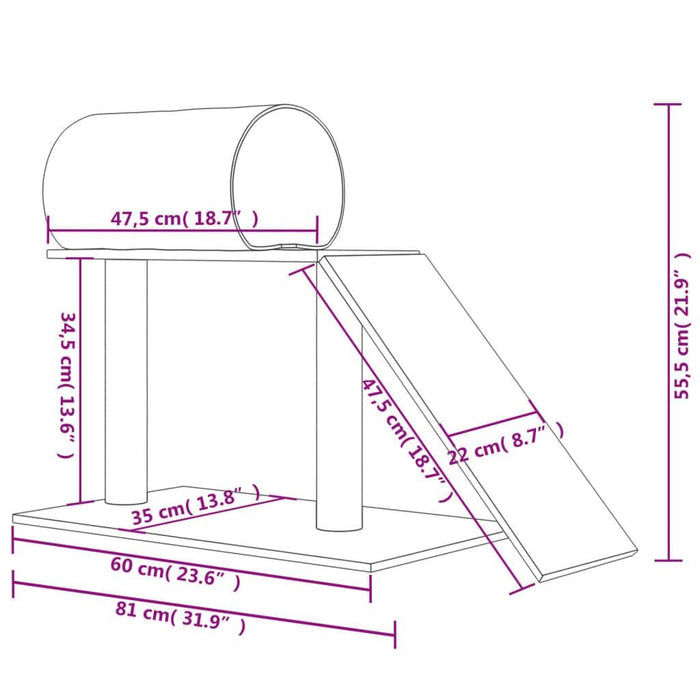 Cat Scratching Posts with Tunnel and Ladder in Light Grey - Little and Giant Explorers vidaXL