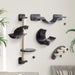 Cat Shelf Set Dark Grey | Wall-Mounted Design with Modular Layout - Little and Giant Explorers PawHut