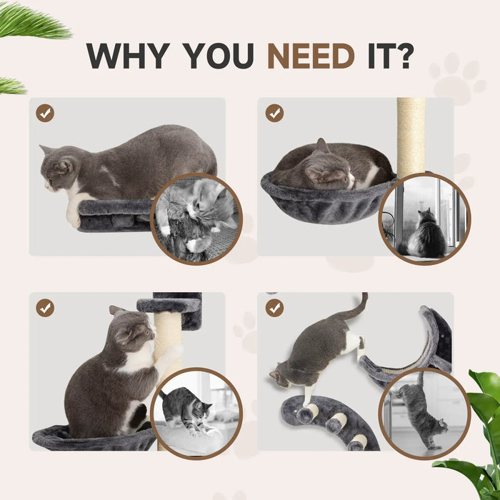 Cat Shelf Set Dark Grey | Wall-Mounted Design with Modular Layout - Little and Giant Explorers PawHut