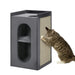 Cat Tower – Two-Level Enclosed Cat House | Sisal Scratching Pad and Plush Covering PAWHUT - Little and Giant Explorers PawHut