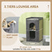 Cat Tower – Two-Level Enclosed Cat House | Sisal Scratching Pad and Plush Covering PAWHUT - Little and Giant Explorers PawHut