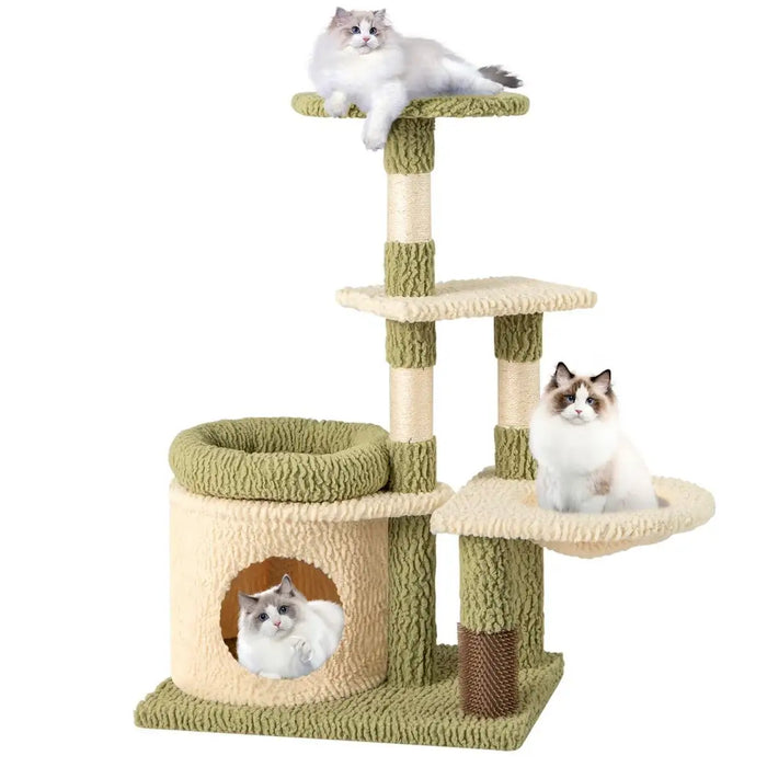 Cat Tree | Multi-Level Design with Integrated Self-Groomer - Little and Giant Explorers Costway