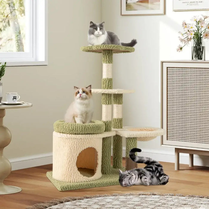 Cat Tree | Multi-Level Design with Integrated Self-Groomer - Little and Giant Explorers Costway