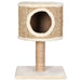 Beige compact cat tree with seagrass condo, sisal scratch post, and plush base