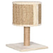 Beige compact cat tree with seagrass scratching post and plush finish on a square base