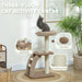 Cat Tree Brown White | Three-Tier with Cosy Cat House - Little and Giant Explorers PawHut