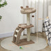 Cat Tree Brown White | Three-Tier with Cosy Cat House - Little and Giant Explorers PawHut