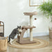 Cat Tree Brown White | Three-Tier with Cosy Cat House - Little and Giant Explorers PawHut