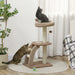 Cat Tree Brown White | Three-Tier with Cosy Cat House - Little and Giant Explorers PawHut