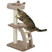 Cat Tree Brown White | Three-Tier with Cosy Cat House - Little and Giant Explorers PawHut