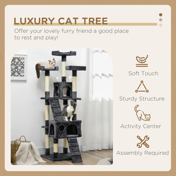Cat Tree Scratching House | Activity Play Centre - Little and Giant Explorers PawHut